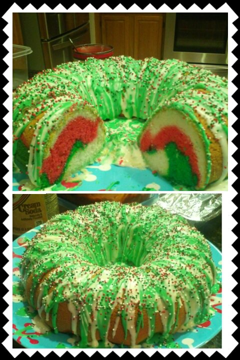 Rainbow Tiedye Christmas Wreath Bundt Cake Yummaliciouss